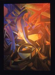 Abstract Woman With a Basket by Bel-Jon with colored lights